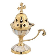 Load image into Gallery viewer, Orthodox Brass Thimiato with Mother of Pearl- Censer