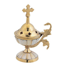 Load image into Gallery viewer, Orthodox Brass Thimiato with Mother of Pearl- Censer