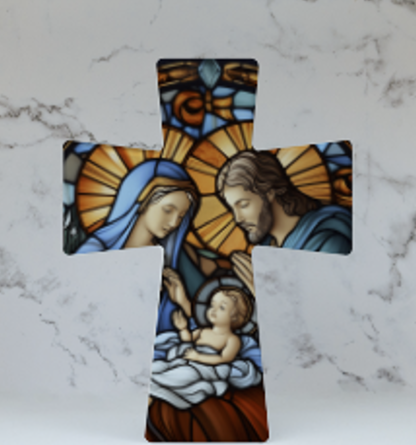 The Holy Family Ceramic Cross