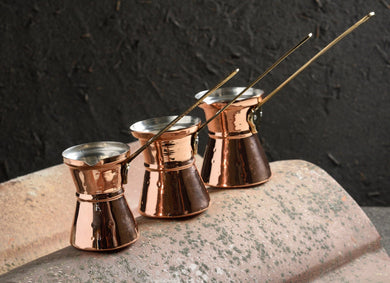 Handmade Copper Briki - Hammered  GIFT WITH PURCHASE GREEK COFFEE CUPS