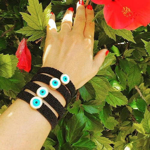 Leather Black Mati Bracelet